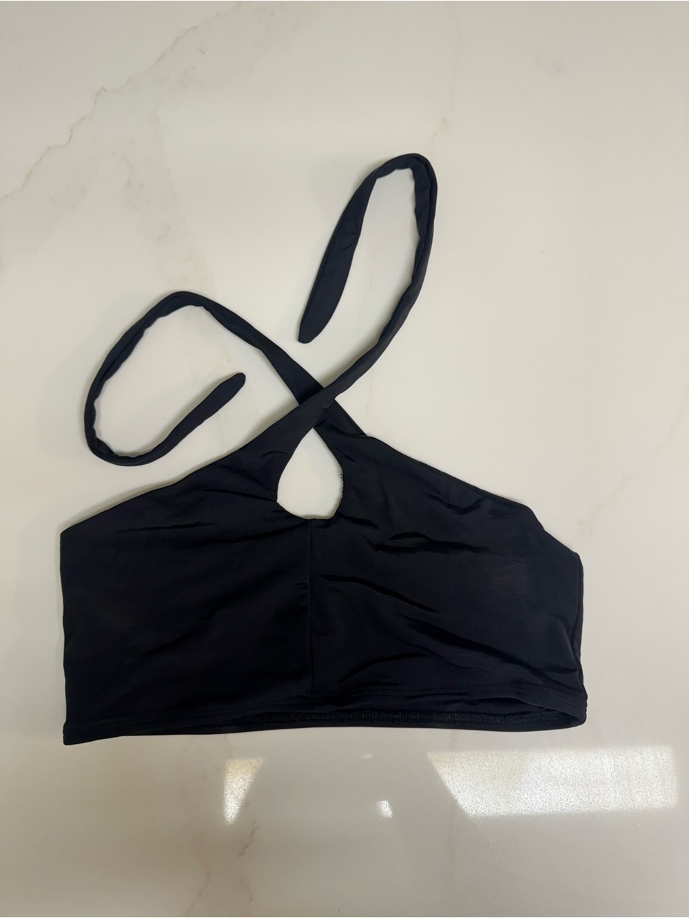 Free People Black One-Shoulder Cutout Swim Sports Bra